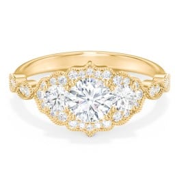 Vintage 3 Stone Engagement Ring with Accents