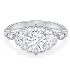 Vintage 3 Stone Engagement Ring with Accents – 10K Yellow Gold with Diamond