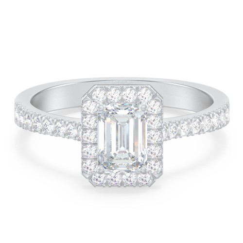Micro Pavé Halo Diamond Engagement Ring – 14K White Gold with Diamond