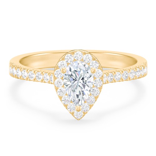 Micro Pavé Halo Diamond Engagement Ring – 10K Yellow Gold with Diamond