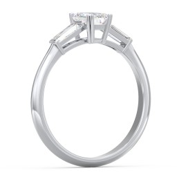 3 Stone Engagement Ring with Tapered Baguettes