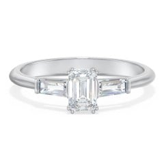 3 Stone Engagement Ring with Tapered Baguettes
