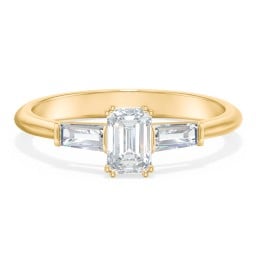3 Stone Engagement Ring with Tapered Baguettes