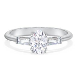 3 Stone Engagement Ring with Tapered Baguettes