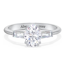 3 Stone Engagement Ring with Tapered Baguettes