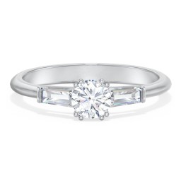 3 Stone Engagement Ring with Tapered Baguettes