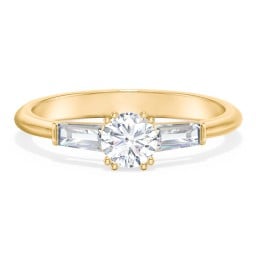 3 Stone Engagement Ring with Tapered Baguettes