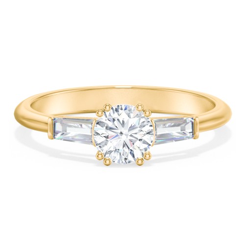 3 Stone Engagement Ring with Tapered Baguettes