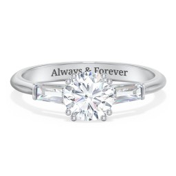 3 Stone Engagement Ring with Tapered Baguettes