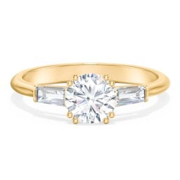 3 Stone Engagement Ring with Tapered Baguettes