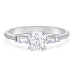 3 Stone Engagement Ring with Tapered Baguettes