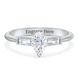 3 Stone Engagement Ring with Tapered Baguettes