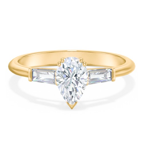 3 Stone Engagement Ring with Tapered Baguettes