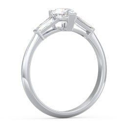 3 Stone Engagement Ring with Tapered Baguettes