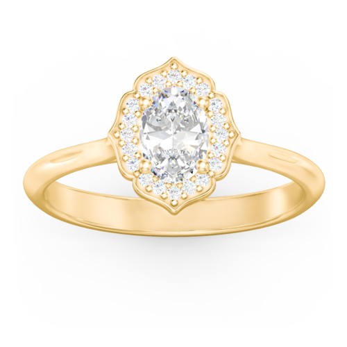 Lotus Halo Diamond Engagement Ring