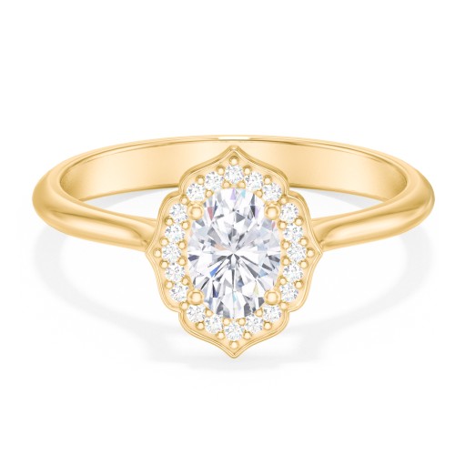 Lotus Halo Diamond Engagement Ring