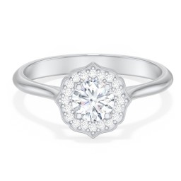 Lotus Halo Diamond Engagement Ring