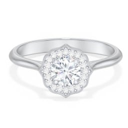 Lotus Halo Diamond Engagement Ring