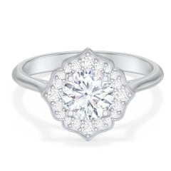 Lotus Halo Diamond Engagement Ring
