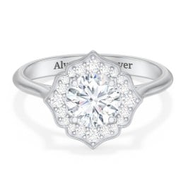 Lotus Halo Diamond Engagement Ring