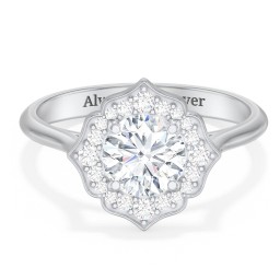 Lotus Halo Diamond Engagement Ring