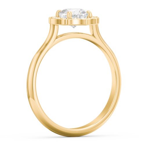 Lotus Halo Diamond Engagement Ring