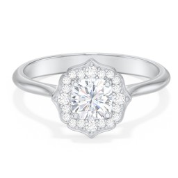 Lotus Halo Diamond Engagement Ring