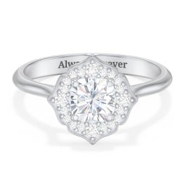 Lotus Halo Diamond Engagement Ring