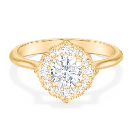Lotus Halo Diamond Engagement Ring