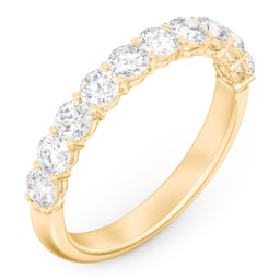 Classic Shared Prong Half Eternity Wedding Band - 1 ct. tw. in 10K Solid Yellow Gold with Lab Diamonds