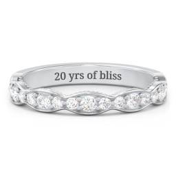 Scalloped Multi-Stone Half Eternity Wedding Band
