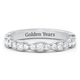 Scalloped Multi-Stone Half Eternity Wedding Band