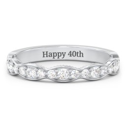 Scalloped Multi-Stone Half Eternity Wedding Band