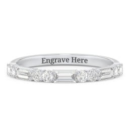Baguette & Round Stone Half Eternity Wedding Band - 1/2 ct. tw.