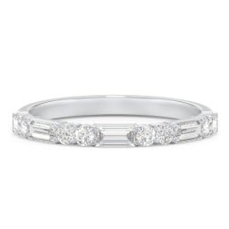 Baguette & Round Stone Half Eternity Wedding Band - 1/2 ct. tw.
