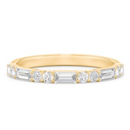 Baguette & Round Stone Half Eternity Wedding Band - 1/2 ct. tw. in 10K Solid Yellow Gold