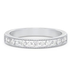 Milgrain Half Eternity Wedding Band with Diamond Accents