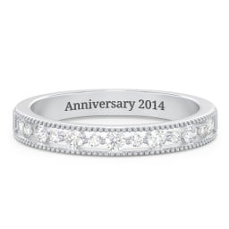 Milgrain Half Eternity Wedding Band with Diamond Accents