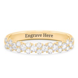 Modern Multi-Stone Half Eternity Wedding Band in 10K Solid Yellow Gold with Lab Diamond