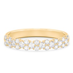 Modern Multi-Stone Half Eternity Wedding Band in 10K Solid Yellow Gold