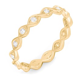 Intertwined Infinity Eternity Band with Accent Stones in 10K Solid Yellow Gold