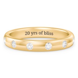 Flush Set Diamond Half-Eternity Wedding Band in 10K Solid Yellow Gold with Lab Diamond