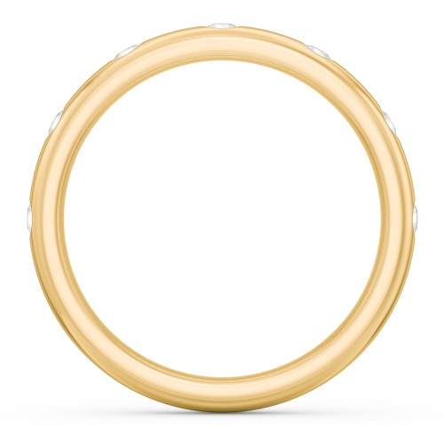 Flush Set Diamond Half-Eternity Wedding Band – 10K Yellow Gold with Diamond
