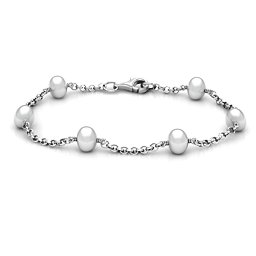 Linked Freshwater Pearl Bracelet in 925 Sterling Silver