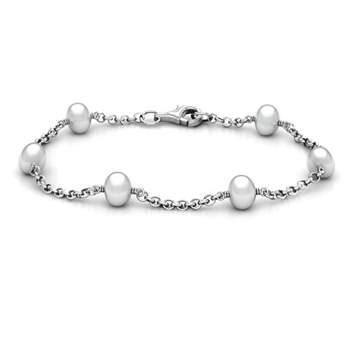 Linked Freshwater Pearl Bracelet – Sterling Silver