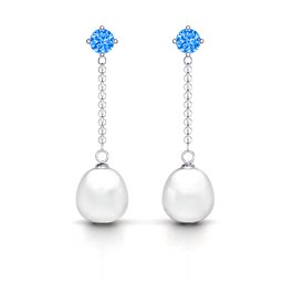 Elegant Solitaire Stud Freshwater Pearl Drop Earrings