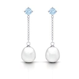 Elegant Solitaire Stud Freshwater Pearl Drop Earrings