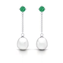 Elegant Solitaire Stud Freshwater Pearl Drop Earrings