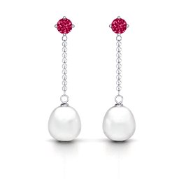 Elegant Solitaire Stud Freshwater Pearl Drop Earrings
