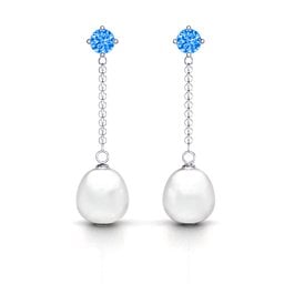 Elegant Solitaire Stud Freshwater Pearl Drop Earrings